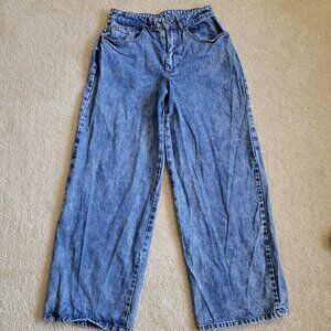 PrettyLittleThing Wide Leg Jeans High Rise Blue Denim Y2K Gorpcore Style US 8